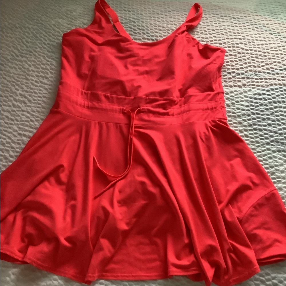 Red Mini tennis Dress with Waist Tie